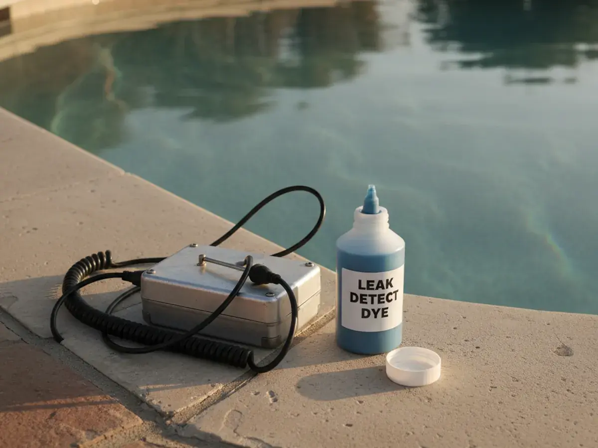 Leak Detection detail work by a San Diego County pool technician