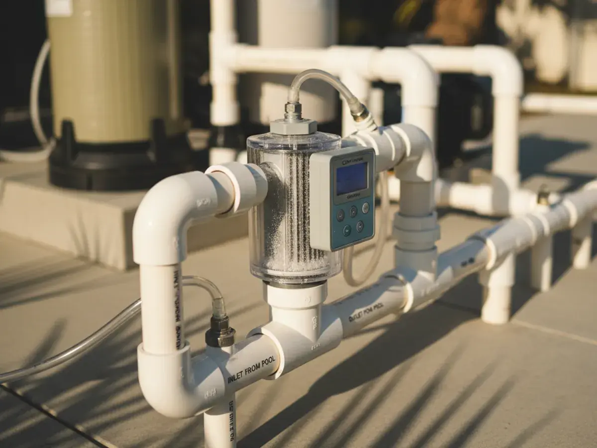 Salt Water Conversion detail work by a San Diego County pool technician